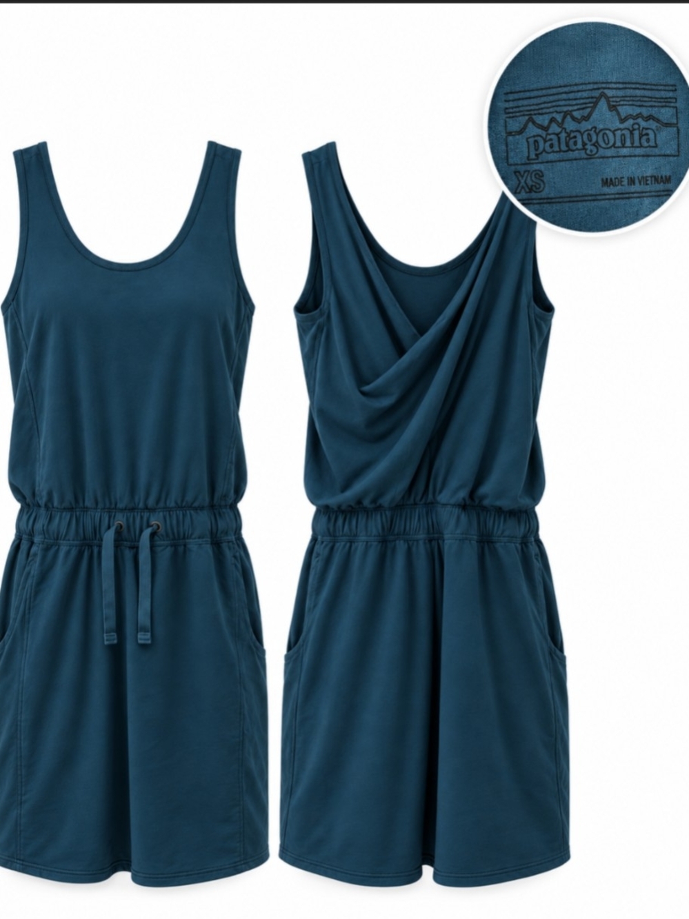 Patagonia Teal Tank Drawstring Mini Dress